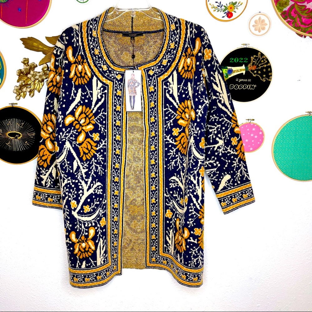 NWT MAX Sport BCBG MAXAZRIA floral folk cardigan coat jacket Size M $368